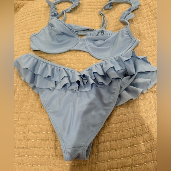 RARE NWOT Tularosa Fabiana Ruffle Powder Blue Bikini Set Size: Medium - Picture 8 of 10